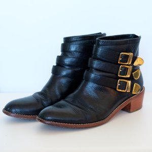 Loeffler Randall Black Fenton Buckle Boots - Size 7.5